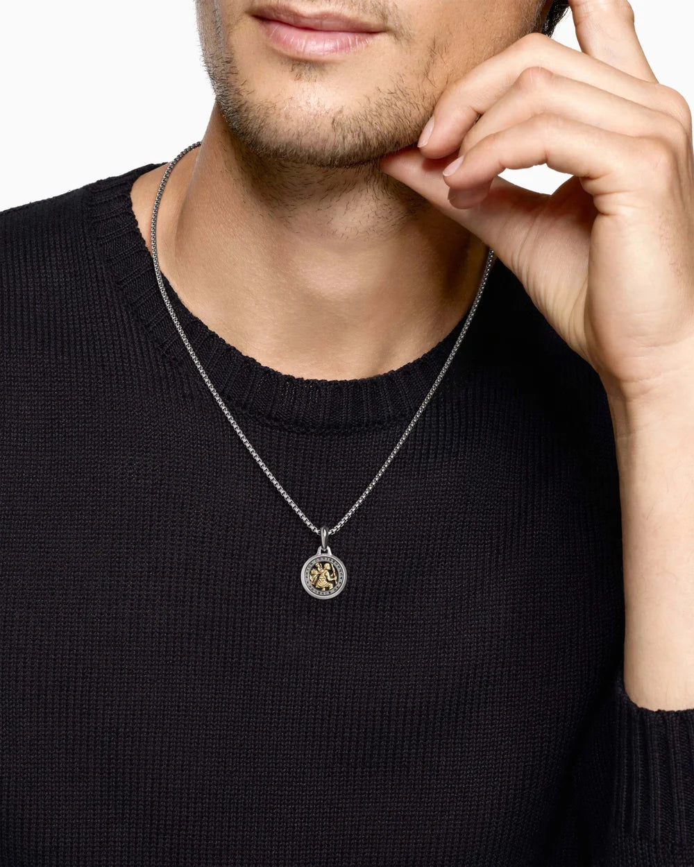 ST. CHRISTOPHER AMULET Sterling Silver with 14K Yellow Gold, 21.2mm