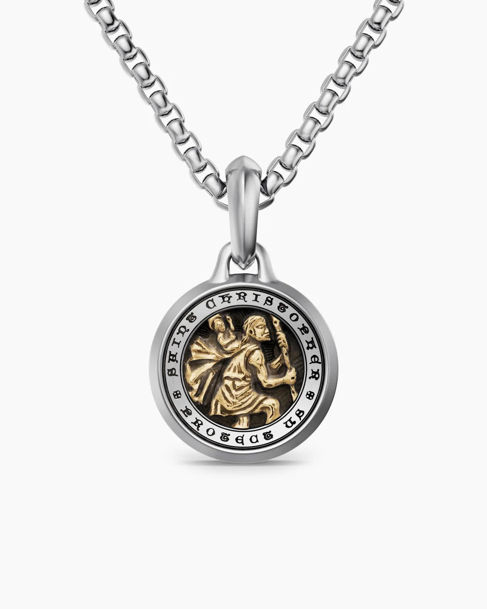 ST. CHRISTOPHER AMULET Sterling Silver with 14K Yellow Gold, 21.2mm