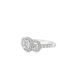 Classic 3 Stone Engagement Ring with Halo by Henri Daussi
