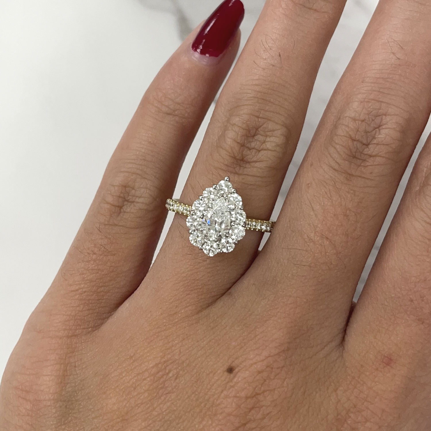 Pear Shaped Engagement Ring in Yellow Gold by Rahaminov
