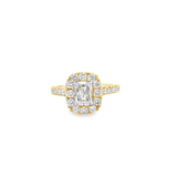 Classic Cushion Engagement Ring in Yellow Gold with Halo by Henri Daussi