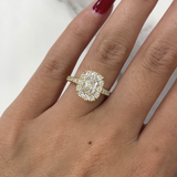 Classic Cushion Engagement Ring in Yellow Gold with Halo by Henri Daussi