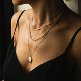 14K SMALL CURB CHAIN NECKLACE WITH FLOATING DIAMOND