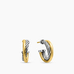 Crossover Hoop Earrings Sterling Silver with 18K Yellow Gold, 17mm