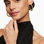 Sculpted Cable Hoop Earrings 18K Yellow Gold, 40mm