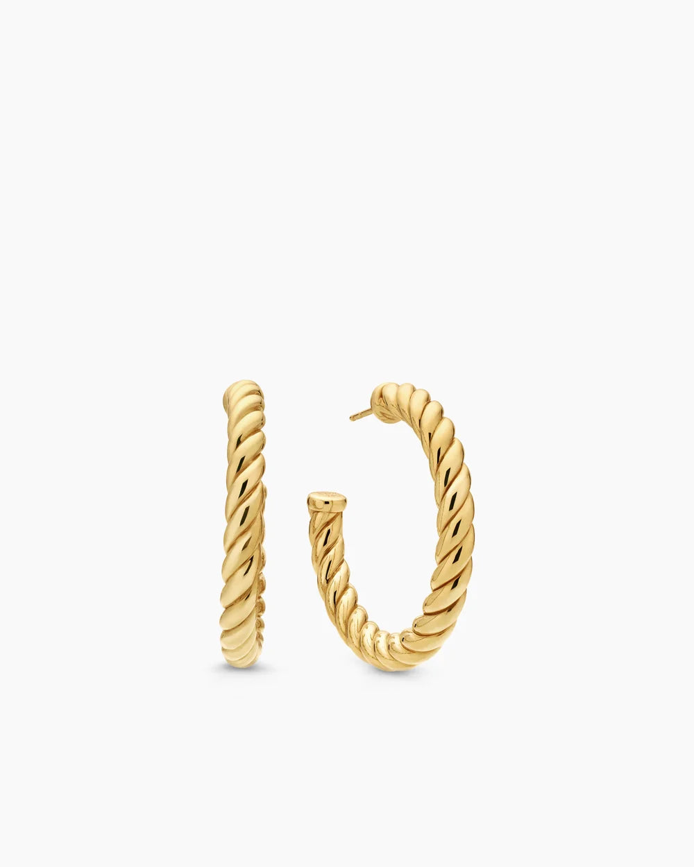Sculpted Cable Hoop Earrings 18K Yellow Gold, 40mm