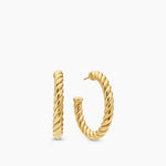 Sculpted Cable Hoop Earrings 18K Yellow Gold, 40mm