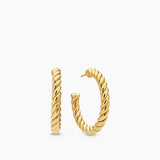 Sculpted Cable Hoop Earrings 18K Yellow Gold, 40mm