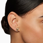 Petite X Stud Earrings in Sterling Silver with 18K Yellow Gold, 7.5mm