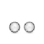 Petite Chatelaine® Stud Earrings in Sterling Silver with Pearls, 8mm