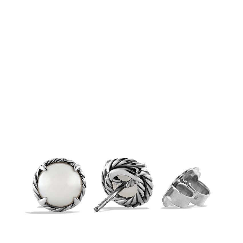 Petite Chatelaine® Stud Earrings in Sterling Silver with Pearls, 8mm