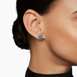 Chatelaine® Stud Earrings 18K Yellow Gold with Hampton Blue Topaz and Diamonds, 8mm