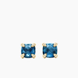 Chatelaine® Stud Earrings 18K Yellow Gold with Hampton Blue Topaz and Diamonds, 8mm