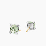 Chatelaine® Stud Earrings Sterling Silver with Prasiolite and Diamonds, 9mm