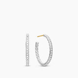 PAVÉ HOOP EARRINGS Sterling Silver with Diamonds, 25.4mm