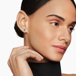 PETITE CHATELAINE® PAVÉ BEZEL STUD EARRINGS 18K Yellow Gold with Hampton Blue Topaz and Diamonds, 5mm