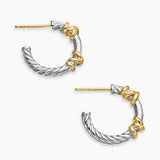 Petite Helena Wrap Hoop Earrings Sterling Silver with 18K Yellow Gold and Diamonds, 3/4in