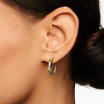 Petite Helena Wrap Hoop Earrings Sterling Silver with 18K Yellow Gold and Diamonds, 3/4in