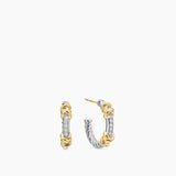 Petite Helena Wrap Hoop Earrings Sterling Silver with 18K Yellow Gold and Diamonds, 3/4in
