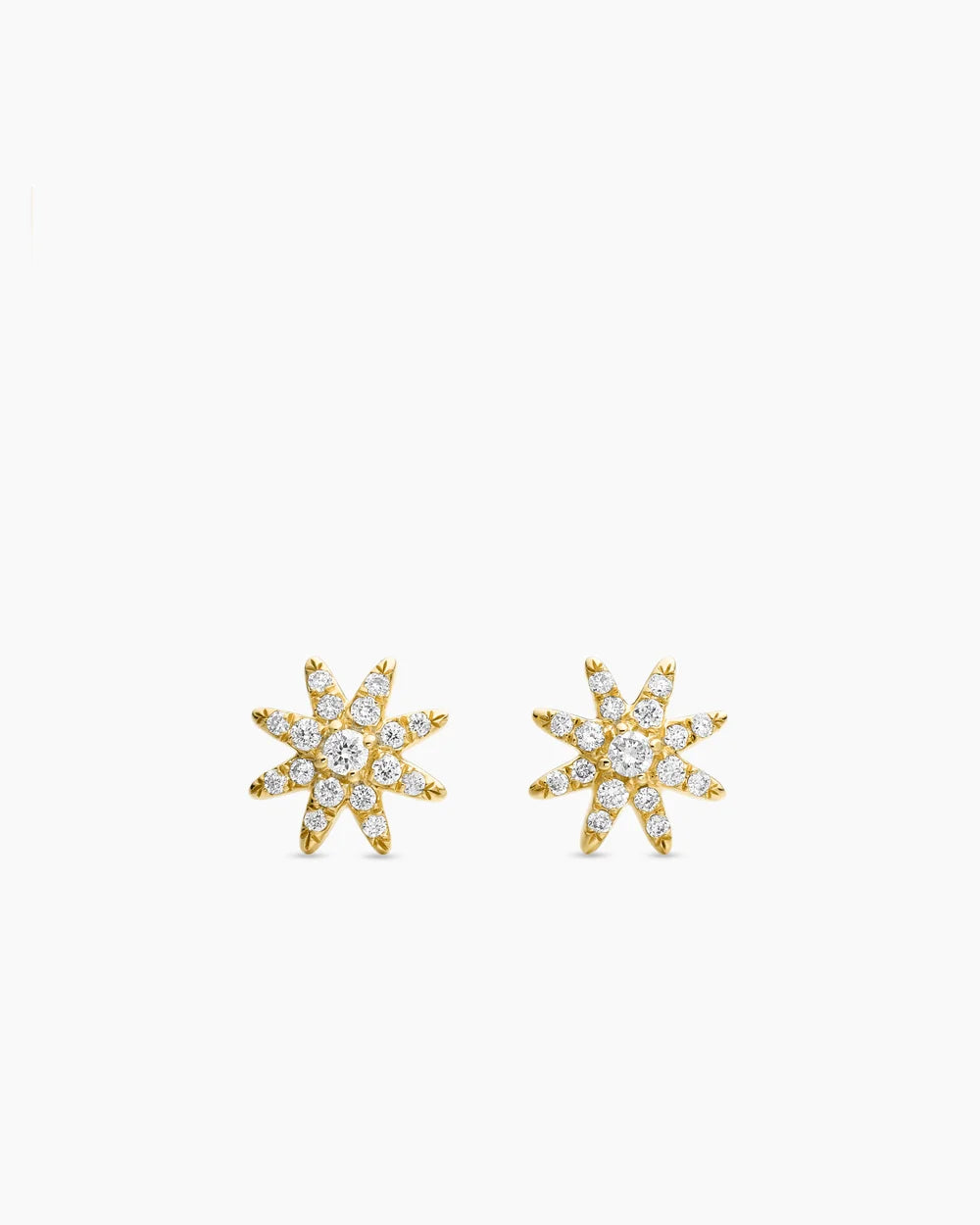 Petite Starburst Stud Earrings in 18K Yellow Gold with Diamonds, 7.5mm