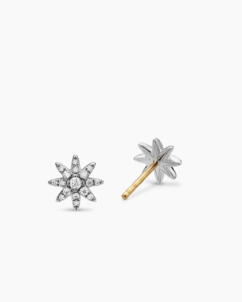 MICRO STARBURST FULL PAVÉ STUD EARRINGS Sterling Silver with Diamonds, 7.5mm