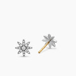 MICRO STARBURST FULL PAVÉ STUD EARRINGS Sterling Silver with Diamonds, 7.5mm