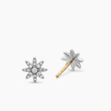 MICRO STARBURST FULL PAVÉ STUD EARRINGS Sterling Silver with Diamonds, 7.5mm
