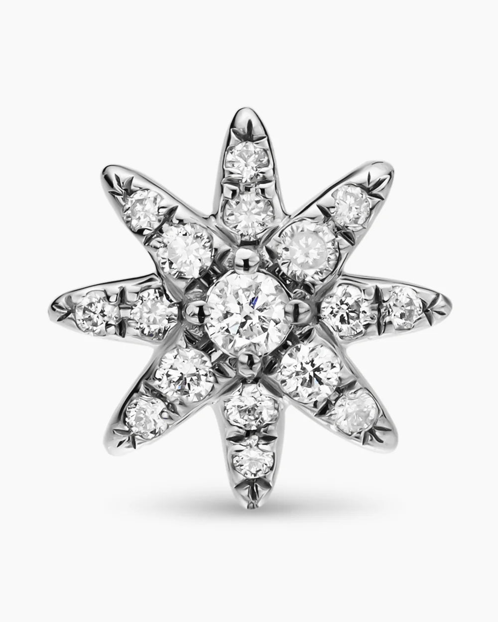 MICRO STARBURST FULL PAVÉ STUD EARRINGS Sterling Silver with Diamonds, 7.5mm