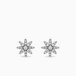 MICRO STARBURST FULL PAVÉ STUD EARRINGS Sterling Silver with Diamonds, 7.5mm