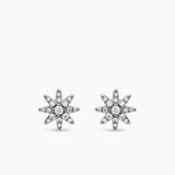 MICRO STARBURST FULL PAVÉ STUD EARRINGS Sterling Silver with Diamonds, 7.5mm