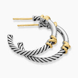 Petite Helena Wrap Hoop Earrings in Sterling Silver with 18K Yellow Gold and Diamonds, 1in