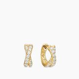 Pavé Crossover Hoop Earrings in 18K Yellow Gold with Diamonds, 12mm