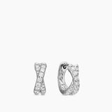Pavé Crossover Hoop Earrings 18K White Gold with Diamonds, 12mm