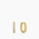 PAVÉ HUGGIE HOOP EARRINGS 18K Yellow Gold with Diamonds, 13mm