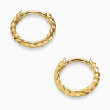 Sculpted Cable Micro Huggie Hoop Earrings in 18K Yellow Gold, 10.7mm