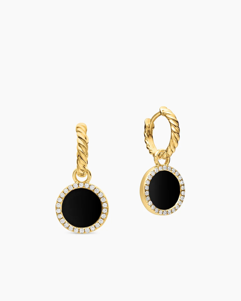 Petite DY Elements® Drop Earrings 18K Yellow Gold with Black Onyx and Diamonds, 22.6mm