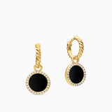 Petite DY Elements® Drop Earrings 18K Yellow Gold with Black Onyx and Diamonds, 22.6mm