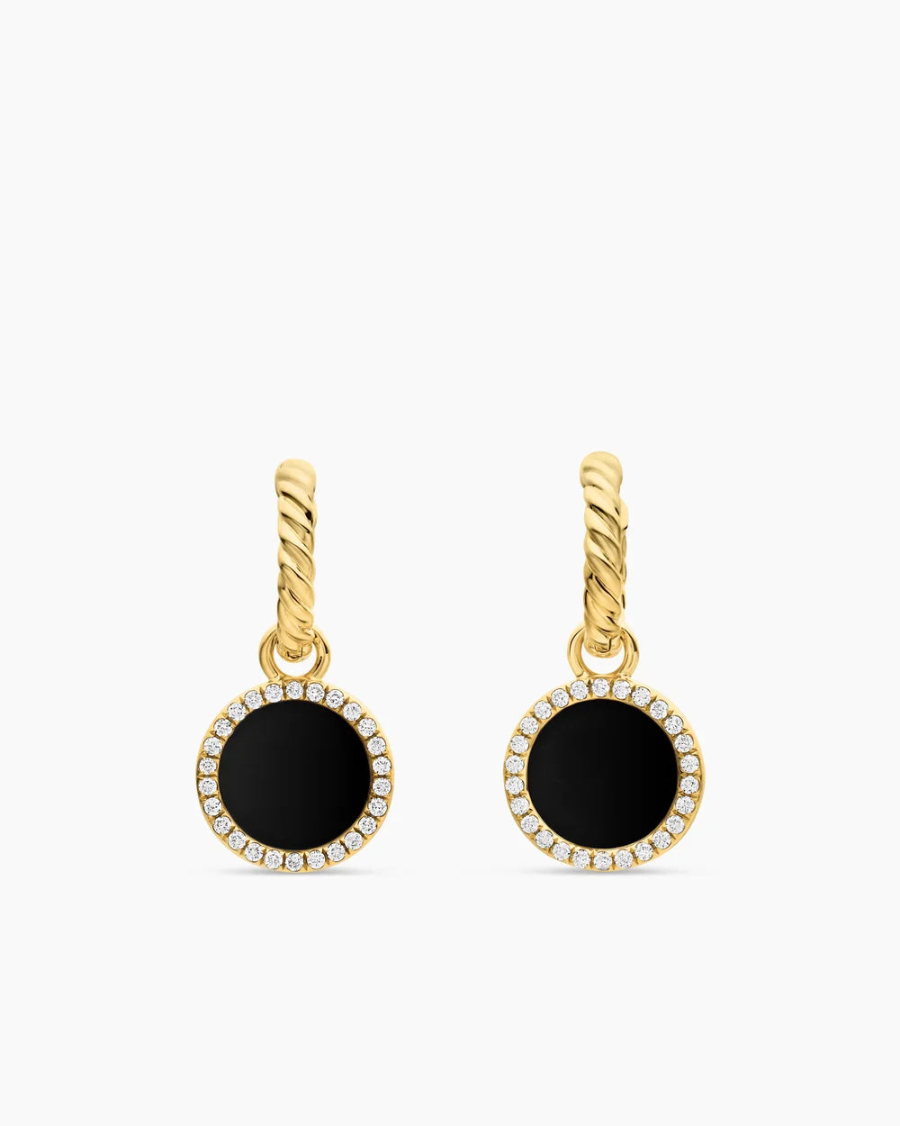 Petite DY Elements® Drop Earrings 18K Yellow Gold with Black Onyx and Diamonds, 22.6mm