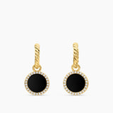 Petite DY Elements® Drop Earrings 18K Yellow Gold with Black Onyx and Diamonds, 22.6mm