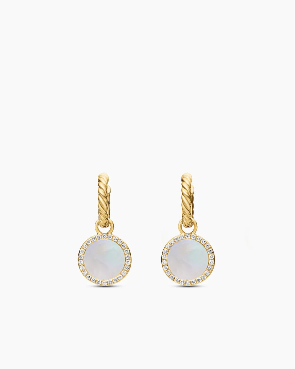 Petite DY Elements® Drop Earrings 18K Yellow Gold with Mother of Pearl and Diamonds, 22.6mm