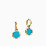 Petite DY Elements® Drop Earrings in 18K Yellow Gold with Turquoise and Diamonds, 22.6mm