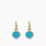 Petite DY Elements® Drop Earrings in 18K Yellow Gold with Turquoise and Diamonds, 22.6mm