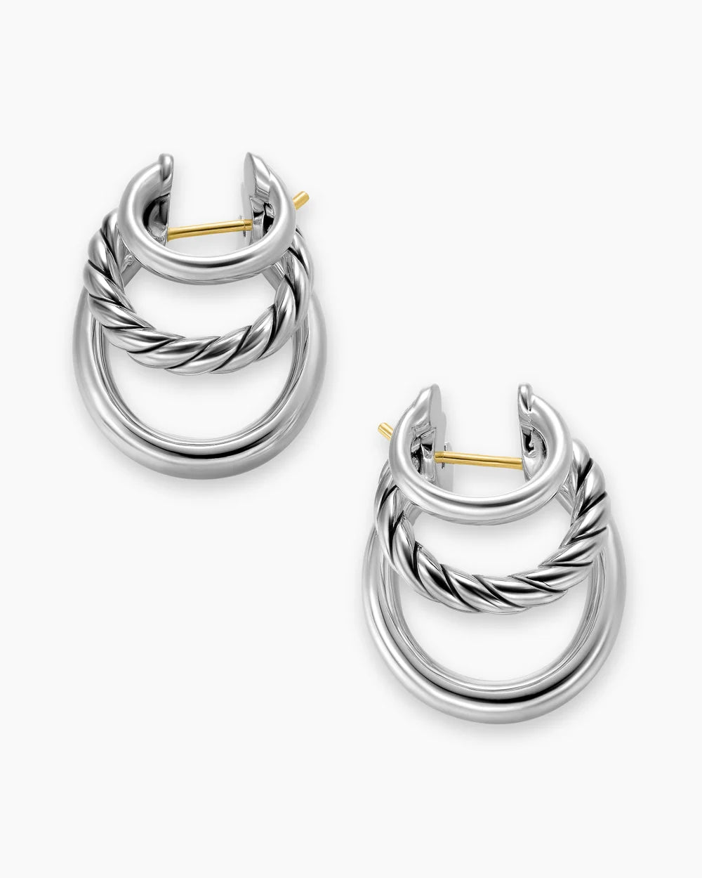 DY Mercer® Three Row Hoop Earrings Sterling Silver, 21mm
