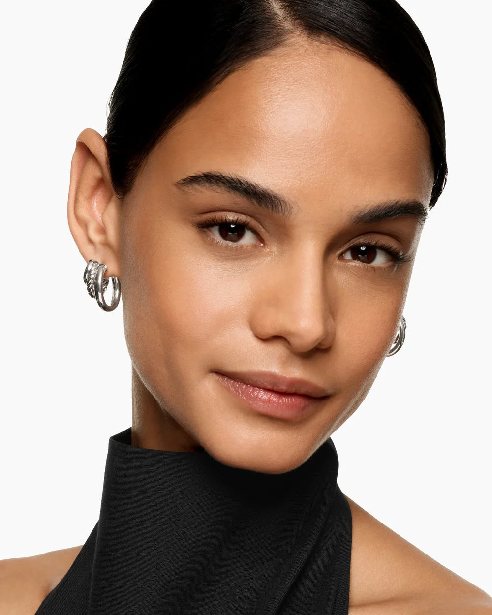 DY Mercer® Three Row Hoop Earrings Sterling Silver, 21mm
