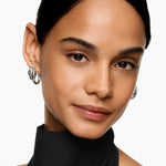 DY Mercer® Three Row Hoop Earrings Sterling Silver, 21mm