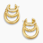 DY Mercer® Three Row Hoop Earrings 18K Yellow Gold with Diamonds, 21mm