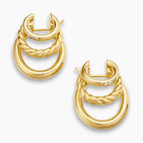 DY Mercer® Three Row Hoop Earrings 18K Yellow Gold with Diamonds, 21mm
