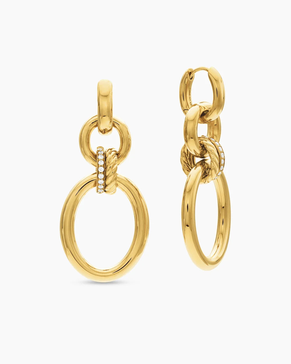 DY Mercer Circular Drop Earrings in 18K Yellow Gold with Diamonds, 50mm
