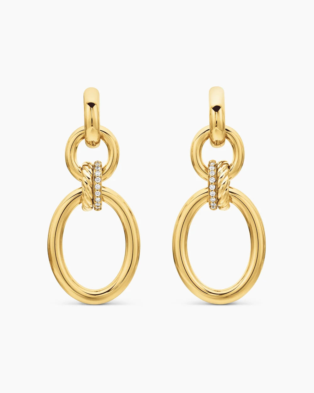 DY Mercer Circular Drop Earrings in 18K Yellow Gold with Diamonds, 50mm