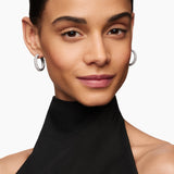 DY MERCER® HOOP EARRINGS Sterling Silver with Diamonds, 25.4mm